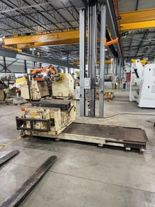 20000 lb. Rowe #BGY-20, coil load car, 60" outside dimension capacity, powered V-table lift, powered travel