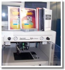 Asymtek #Millennium, IC encapsulation dispensing system, FluidMove, 10" x 10" max board, 120/240 V.