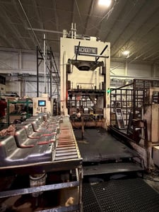 300 Ton, Macrodyne #MPZ300-2, hydraulic press, 48" stroke, 55" Shut Height, 76" x60" bed, floor stand, 2001