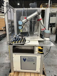 Universal Robots, UR-10e, CoBot, 22 lb. payload, 51.2" reach, mounted on worktable, 2021