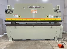 100 Ton, Accurpress #710010, hydraulic press brake, 10' OA, 100" BH, 14" stroke, 10" throat, motorized Back