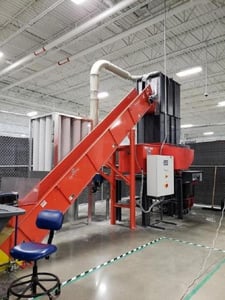 Weima #WLK-6, Vertical Feed Wood Waste Grinder, 31-1/2" x 49" hopper, 30 HP rotor, 10" diameter, 80-120 RPM