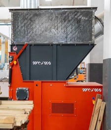 Weima #WLK-10, Vertical Feed Wood Waste Grinder, 39.4" x 47.2" hopper, 60 HP rotor, 14-1/2" diameter, 60-120