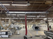 Gorbel, Overhead Bridge Crane, 40' side rails, 15' cross rail, Vaculex vacuum lift, 6' vacuum pad mounting
