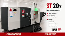 Haas #ST-20Y, CNC lathe, 31.7" swing, 8" chuck, 2.5" bar, 11.75" dia., 22.5" lgth, 20 HP, 6000 RPM
