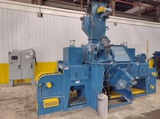 Viking #MB1806, 4-Wheel Plastic De-Flashing Machine, (4) 10 HP blast wheels, 18" mesh belt conveyor, 6" high