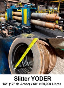 Slitter YODER 1/2" (12" de Arbor) x 60" x 60,000 Libras