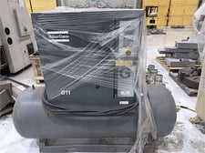 125 PSIG, Atlas Copco #G11P, rotary screw air compressor, 15 HP, 114°F, tank mounted, integrated dryer, 2018