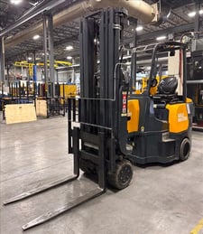 3300 lb. Aisle Master #33NE, electric articulating forklift, very narrow aisle operation, 244" lift height