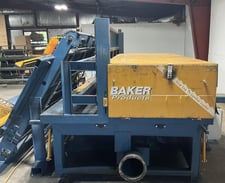 Baker #BN-O, 2-head pallet stringer notching machine, 76" stringer capacity, (2) 30 HP motors, 4000