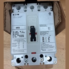 100 Amps, Eaton, HFD3100, Molded Case Circuit Breaker, 3-pole, 600 VAC/250 VDC