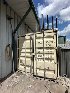 96" x 96" x 240" Outdoor Industrial Sandblast Room, 800 cfm, 200 HP Ingersoll Rand oil-free compressor