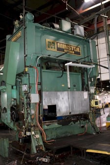 400 Ton, Minster, Straight Side Double Crank Press, 8" stroke, 38" shut height, 6" ram adjustment, 96" x 42"