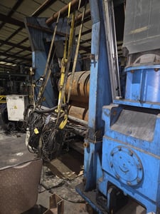 17.72" -37.4" HF Group #DSE-450, Twin Screw Roller Die Dump Extruder, 24" roll diameter, 55" roll face