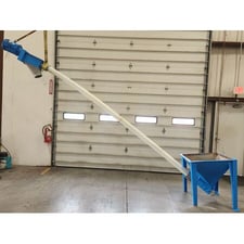 4" diameter x 12' long, Flexicon, Carbon Steel flex screw auger conveyor, 5 HP, 5:1 ratio, 348 RPM
