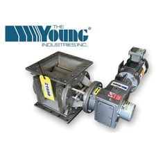 8" Young Industries, 304 Stainless Steel square rotary airlock valve, 8-vane, 1/2 HP Baldor w/NORD gearbox
