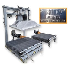 Sota Equipment #TF2PWD-19, bulk box 2-post weigh fill system, 54" x 64" x 19" H motorized conveyor, 3/4 HP