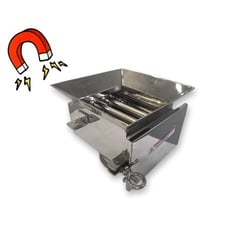 Stainless Steel rare earth bar grate drawer magnet, 8" squaring inlet x 6.5" discharge, 7 magnets, 2 rows