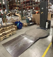Lantech #Q-300, semi-auto. stretch wrapper, low profile turntable, 65" diameter table, 80" max load height
