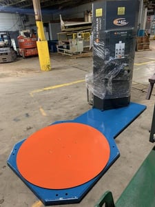 Wulftec #WSML-150-B, semi-auto. stretch wrapper, low profile turntable, 58" diameter table, 80" wrap height