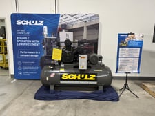 60 cfm, 175 psi, Schulz #15120HW60X-3, piston air compressor, 15 HP, 208-230/460 V., new