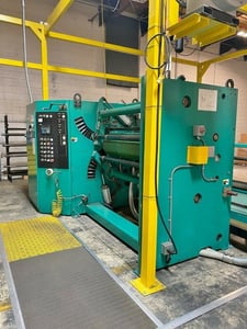 Dusenbery #740, 62" duplex slitter rewinder, 40" unwind diameter, 24" rewind diameter, 1000 FPM, 460 V., 1999