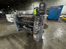 Dusenbery #635-BL, 45" duplex slitter rewinder, 34" unwind diameter, 18" rewind diameter, 3" shafts