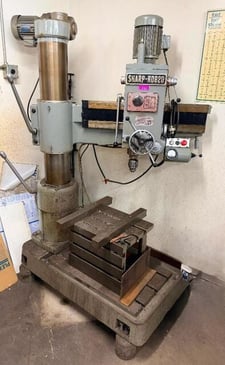 2.8'-8.2" Sharp #RD-820, radial arm drill, 1.968" capacity cast iron, MT-4, 73-1500 RPM, 3 HP, 8.27" spindle