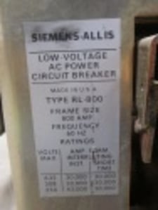 800 Amps, Siemens-Allis, RL-800, electrically operated, drawout, #AB4134