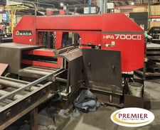 28" x 32" Amada #HFA-700CII, horizontal band saw, 27' 3" x 2-5/8" blade, 15 HP, 50-394 FPM, 2016