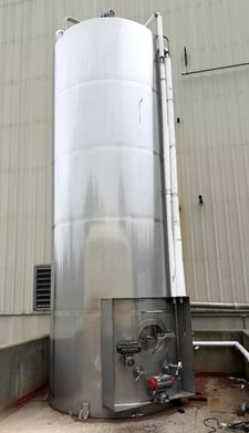 6000 gallon BCAST #BC-ST06000V, sanitary Stainless Steel jacketed mix tank, 7' 6" diameter x 24' 6" OAH, 14