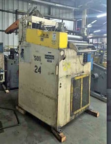 30" x .108" Perfecto #28-30-7, straightener, overarm holddown roll, powered entry & exit pinch rolls
