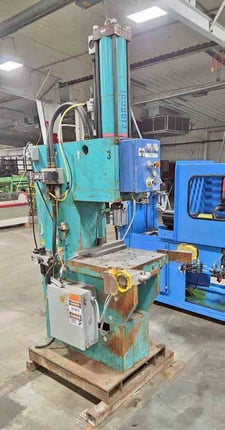 30 Ton, TOX #PG-30, C-frame hydraulic press, 2.7" stroke, 23.4" x 17.5" bed, 145 PSI max air, 2002
