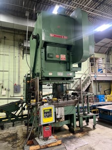 250 Ton, Bliss #C-250, single crank OBI flywheel press, 8" stroke, 20" Shut Height, 4.5" adj., 58" x34" bed