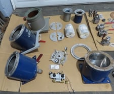 Union Process, Attritor Replacement Parts, (7) jacketed attritor tanks/bowls, (5) shafts w/ agitator arms