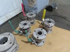 2" Kitz, Stainless Steel Ball Valves, (1) Conbraco/Apollo industrial ball valve, all 7" tall, 4 valves total