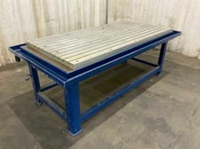 36" x 75" T-slot steel table, 4-sided coolant tray