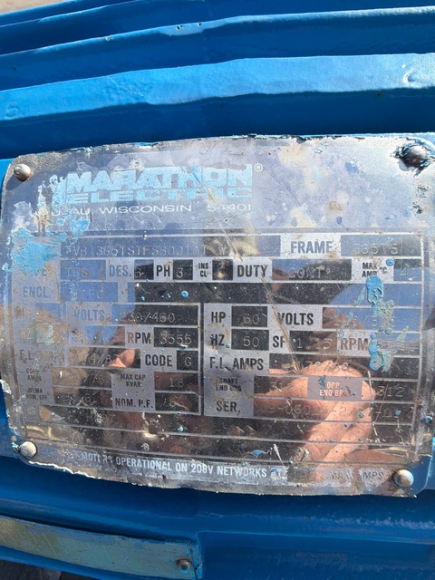 75 HP 3555 RPM Marathon, Frame 365TS, TEFC, 230/460 Volts (2 Available)