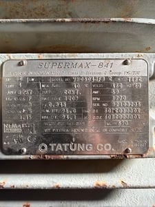 50 HP 1770 RPM Tatung, Frame 326T, TEFC, 460 Volts (2 Available)