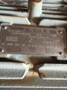 20 HP 1770 RPM Siemens, Frame 256T, TEFC, 460 Volts (2 Available)