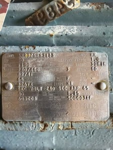 30 HP 1150 RPM General Electric, Frame 326TX, TEFC, 230/460 Volts