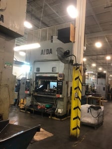 200 Ton, Aida #PMX(1)-L2-200H, two-point straight side link motion press, 8" stroke, 19.6" Shut Height, 6.1"