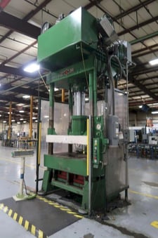 200 Ton, Rogers #MD200-4865-PUE, hydraulic press, cushion bed, 24" stroke, 30" daylight, 44" x 23" bed
