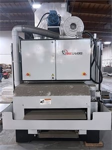 Timesavers #4111-03-5, abrasive finishing machine, 37" belt width, 5" max thickness, 37" x 60" belt, 36 HP