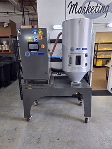 AEC #MDB, dehumidifying material dryer, desiccant bed, touchscreen interface, portable on casters, 2022