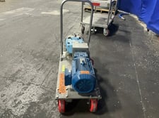 3 HP Waukesha, Positive Displacement Pump, 4 Wheel Stainless Steel Push Cart, 1762/315 RPM, 230/460 V.