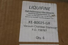 Box of 6 - liquifine ke-80025/ ke80025vacuum chamber coalescer - stock gf1124