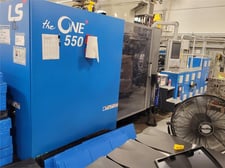 550 Ton, 62.9 oz., Leroy Somer Mtron #ONE-550-i30, injection molding machine, 36.2" x 33.9" tie bars, 51.2" x