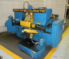 12" x 16" Peerless #1400 band saw, 12-3/4" rounds, 5 HP, 1" blade, automatic feed, 50-450 FPM, coolant, 1973