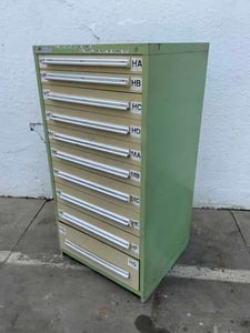 10 Drawer, Vidmar cabinet, 30" x 28" x 59"